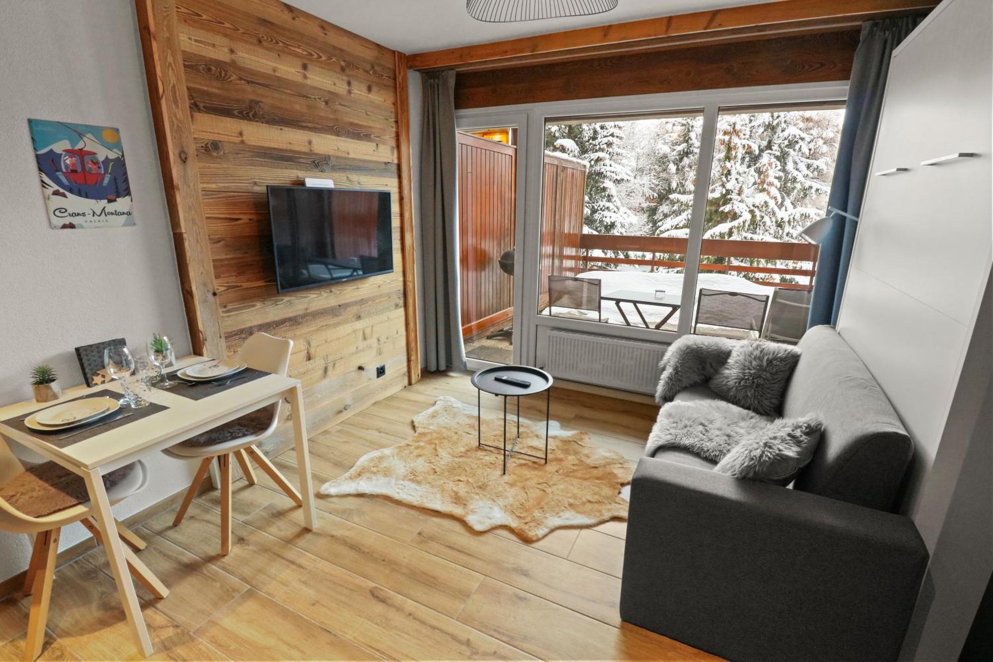 Joli Studio Avec Parking Gratuit Crans-Montana Luaran gambar
